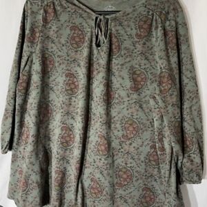 Green Paisley Patterned Blouse